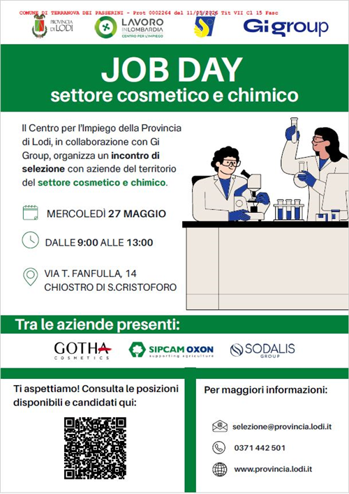 27 maggio Job Days settore cosmetico e chimico
